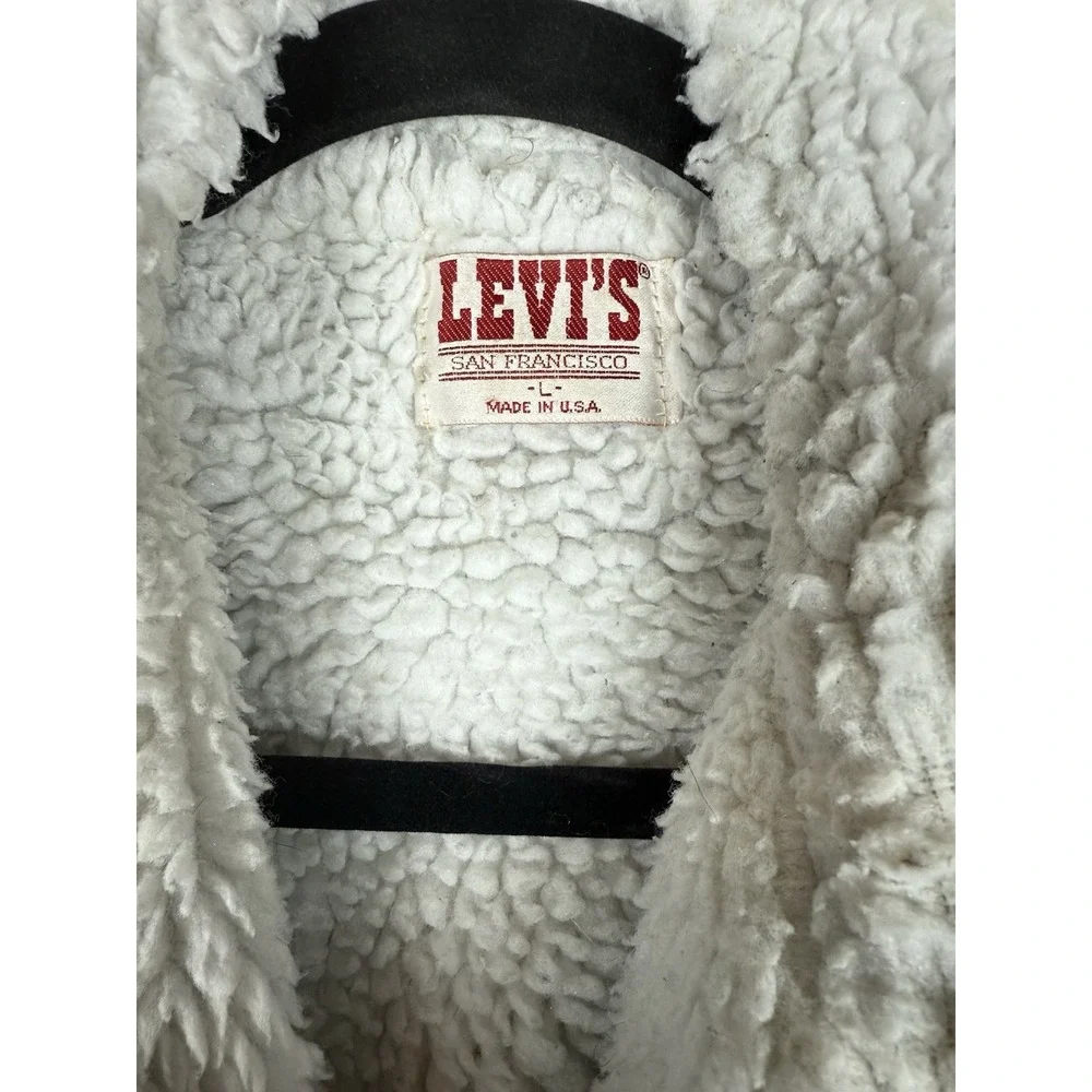 Vtg 80's LEVIS Men's Sherpa Lined Jacket San Francisco Acid Wash Denim Coat Sz L